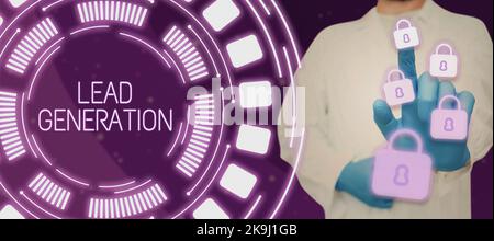 Generierung von Textableitungen in der Handschrift. Geschäftsansatz zur Förderung des potenziellen Kunden, der mit dem Unternehmen in Verbindung steht Stockfoto