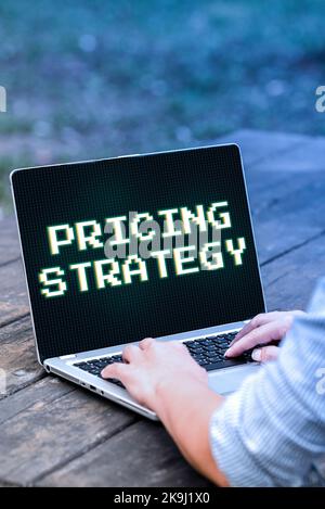 Textschild mit der Preisstrategie. Konzept bedeutet Verantwortung für die Entwicklung neuer industrieller Prozesse Stockfoto