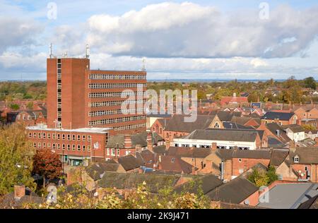 Hochhauswohnungen in Tamworth, Großbritannien Stockfoto