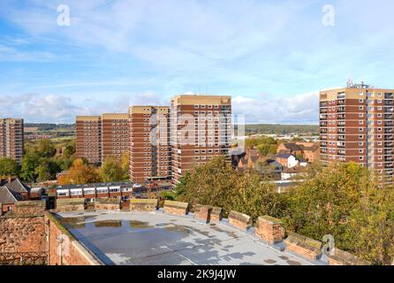 Hochhauswohnungen in Tamworth, Großbritannien Stockfoto