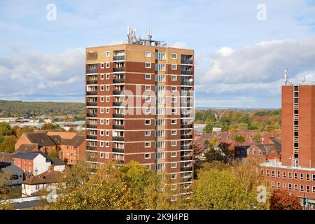 Hochhauswohnungen in Tamworth, Großbritannien Stockfoto