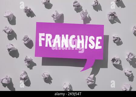 Textschild mit Franchise. Business Showcase bieten praktische Auswirkungen auf bestimmte Schritte, um sicherzustellen, dass das Notebook auf beiden Seiten mit echte Errungenschaften öffnet Stockfoto