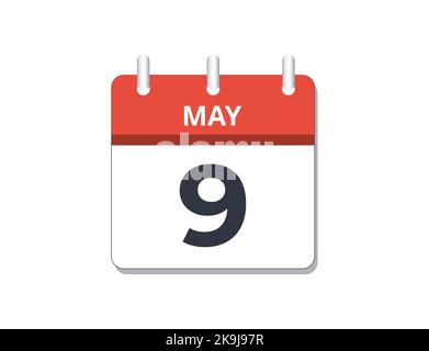 Symbolvektor für Kalender Mai 9.. Konzept von Zeitplan, Geschäft und Aufgaben Stock Vektor