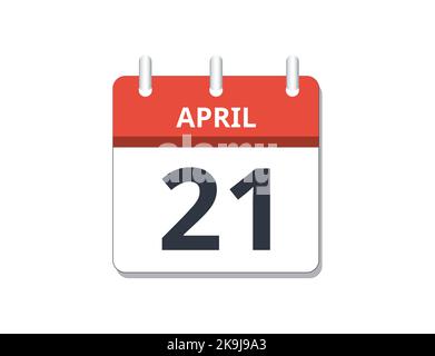 Symbolvektor für Kalender April 21.. Konzept von Zeitplan, Geschäft und Aufgaben Stock Vektor