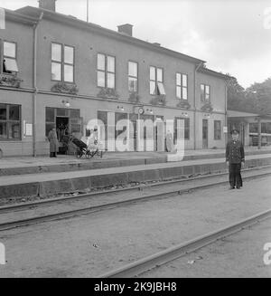 Växjö Bahnhof Haus. Gebaut von Växjö Alvesta Railway, WAJ. Architekt Claes Adelsköld. Er wurde von vielen einzelnen Eisenbahngesellschaften als verantwortlicher Projektleiter für Banken und Bahnhofsgebäude eingestellt. Stockfoto