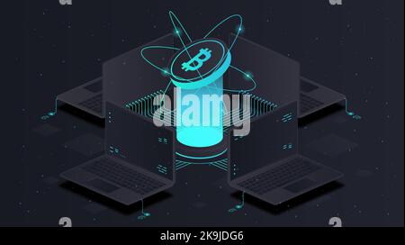 Bitcoin-Handel mit Kryptowährungen Stock Vektor