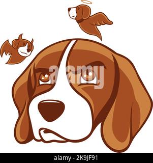 Brown Dog denkt zwischen gut und Böse Stock Vektor