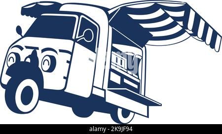 Mobile Coffee Shop Cartoon Charakter Design Stock Vektor