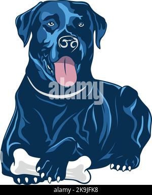 Schwarzer Retriever Hund lügt und hält seinen Bund Stock Vektor