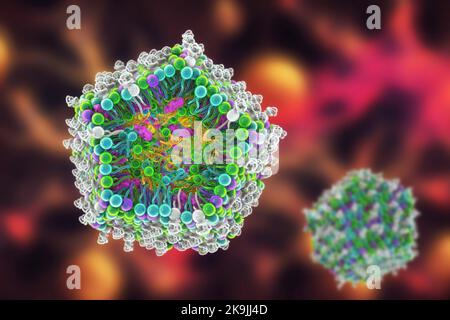 Antivirale siRNA-Lipid-Nanopartikel, Illustration Stockfoto