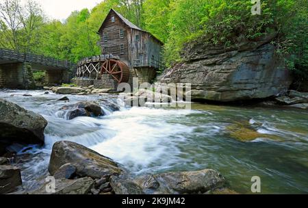 Glade Creek und Grist Mill - Babcock State Park, West Virginia Stockfoto