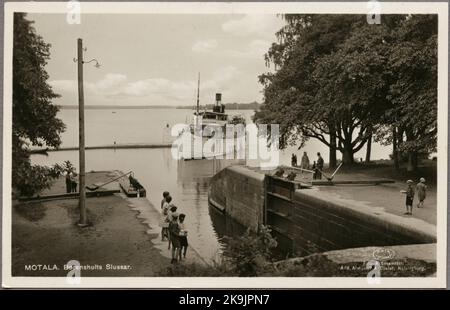 Wilhelm Tham nennt Borenshults Schleusen im Göta-Kanal bei Motala. Stockfoto