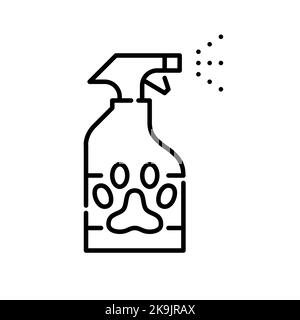 PET-Reinigungsspray in einer Flasche. Pixel-perfektes, bearbeitbares Strichsymbol Stock Vektor