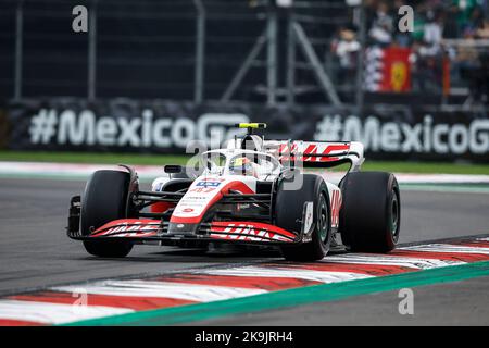 #47 Mick Schumacher (DEU, Haas F1 Team), F1 Grand Prix von Mexiko beim Autodromo Hermanos Rodriguez am 28. Oktober 2022 in Mexiko-Stadt, Mexiko. (Foto mit ZWEI HOHEN Bildern) Stockfoto