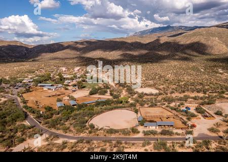 Tanque Verde Ranch in Tucson, Arizona, Luftaufnahme. Stockfoto