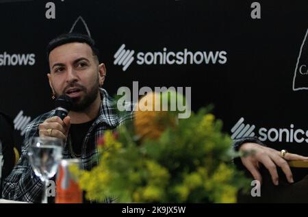 Valencia, Carabobo, Venezuela. 28. Oktober 2022. 28. Oktober 2022. Justin Rafael Quiles Rivera, bekannt als J Quiles, ist ein Reggaeton und Trap-Sänger und Songwriter, der während einer Pressekonferenz vor seinem Konzert in der Stadt Valencia, Venezuela, zu sehen ist. Kredit: ZUMA Press, Inc./Alamy Live Nachrichten Stockfoto