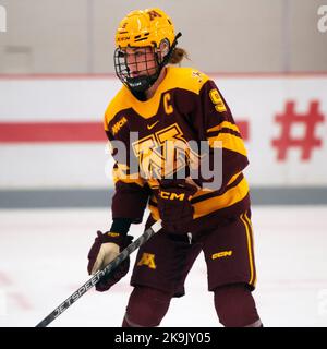 Columbus, Ohio, USA. 28. Oktober 2022. Minnesota Golden Gophers vorne Taylor Heise (9) vor dem Ohio State Buckeyes in ihrem Spiel in Columbus, Ohio. Brent Clark/CSM/Alamy Live News Stockfoto