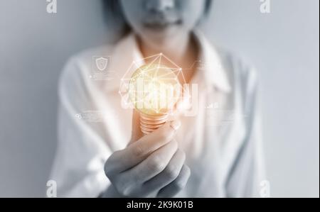 Digitale Währung, Blockkette und Online-Banking-Technologie Stockfoto