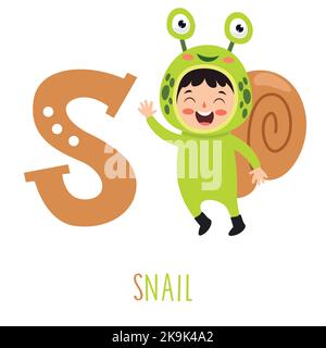 Charakter Im Tierkostüm Mit Alphabet Buchstaben Stock Vektor