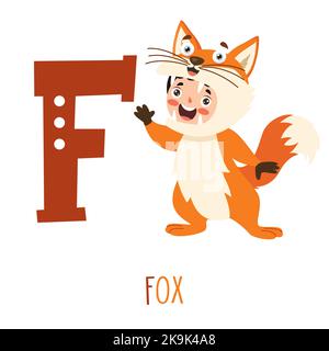 Charakter Im Tierkostüm Mit Alphabet Buchstaben Stock Vektor