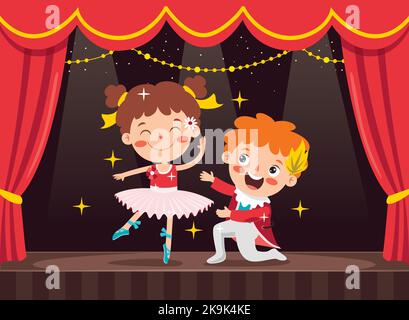 Cartoon Charakter Performing Classical Ballet Stock Vektor