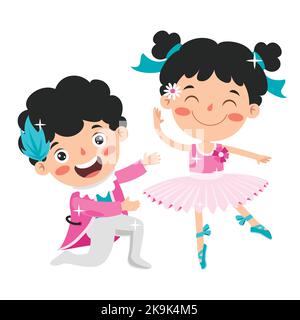 Cartoon Charakter Performing Classical Ballet Stock Vektor