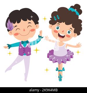 Cartoon Charakter Performing Classical Ballet Stock Vektor