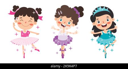 Cartoon Charakter Performing Classical Ballet Stock Vektor