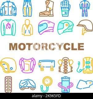 Motorrad-Zubehör Biker-Symbole setzen Vektor Stock Vektor