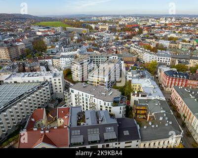 Kraków Luftansicht. Kraków ist die Hauptstadt der Woiwodschaft Kleinpolen. Polen. Europa. Stockfoto