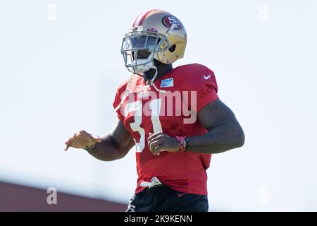 Oktober 2022; Santa Clara, CA, USA; San Francisco 49ers Safety Tashaun Gipson Sr. (31) während des Trainings im SAP Performance Center neben Levi’s Stadium. (Stan Szeto/Image of Sport) Stockfoto