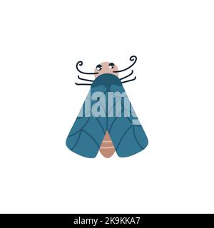 Niedlicher Schmetterling. Handgezeichnete lustige Insekten. Lächelnde Figuren für kindisches Design. Vektorzeichen Stock Vektor