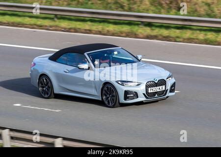 2022 Grau BMW 420I M SPORT AUTO Z4 SDRIVEE201 1989cc 8-Gang-Automatik; unterwegs auf der M6 Motorway UK Stockfoto