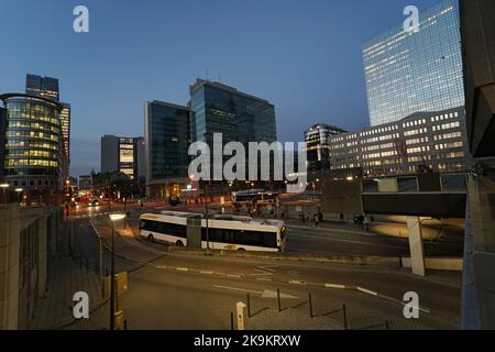 Brüssel, Brabant, Belgien 10 28 2022 : am Morgen landschaftlich schöner Blick auf die Umgebung des Nordbahnhofs Stockfoto
