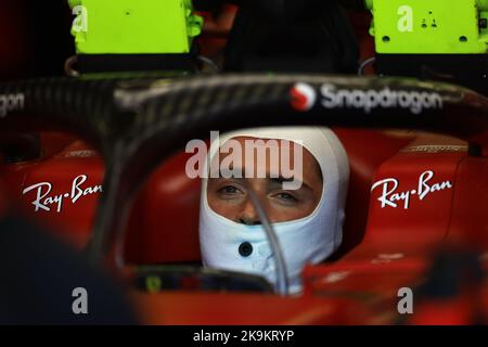 MEXIKO-Stadt, Mexiko. 28. Oktober 2022. #16, Charles LECLERC, MCO, Team Scuderia Ferrari, während des Großen Preises von Mexiko F1 im Magdalena Mixhuca Park im Autodromo Hernando Rodriguez, Formel 1 Grand Prix von Mexiko, F1 Mexikanischer GP, Formel 1 in Mexiko, Grand Prix du Mexique de Formule 1, gebührenpflichtige Abbildung, Copyright © QIAN Jun/ATP images Credit: SPP Sport Press Photo. /Alamy Live News Stockfoto