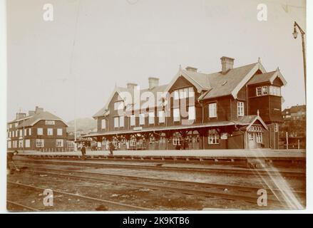 Kiruna Stationshus als Abfahrt 1915. Stockfoto