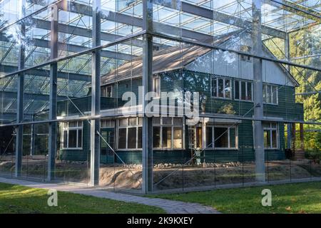 Zwiggelte, Niederlande - 18. Oktober 2022: Westerbork war ein Nazi-Durchgangslager in der Provinz Drenthe. Hauskommandant Camp Albert Konrad Gemmeker. Sel Stockfoto