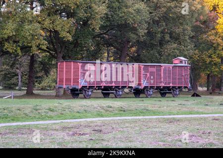 Zwiggelte, Niederlande - 18. Oktober 2022: Westerbork war ein Nazi-Durchgangslager in der Provinz Drenthe. Anne Frank und Etty Hillesum wurden von ihm transportiert Stockfoto