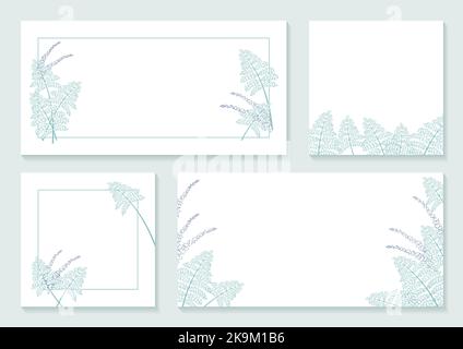 Satz pastellfarbener botanischer Rahmen, isoliert auf grünem Hintergrund, Vektorgrafik. Stock Vektor