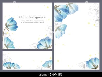 Satz von Vektor-Blumenhintergründen mit Textbereich isoliert auf Einem einfachen Hintergrund. Stock Vektor