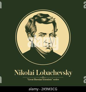 The Great Russian Scientists Series. Nikolai Lobachevsky war ein russischer Mathematiker und Geometer, bekannt vor allem für seine Arbeit in hyperbolischer Geometrie Stock Vektor