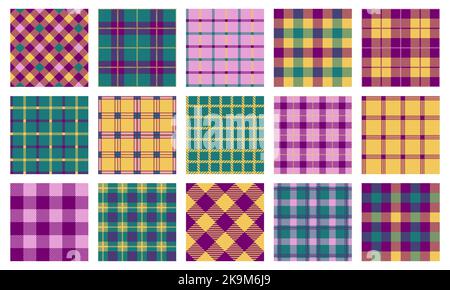 Struktur der Decke. Nahtloses geometrisches Muster aus traditioneller Tartan-Karo-Qualität, rustikaler, sich wiederholender Hintergrund mit Streifen. Vektor-Stoffdruck Stock Vektor