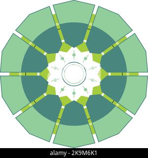 Schema-Vorlage für die Organisation von Unternehmen im Ökosystem Hexagon-Diagramm Stock Vektor