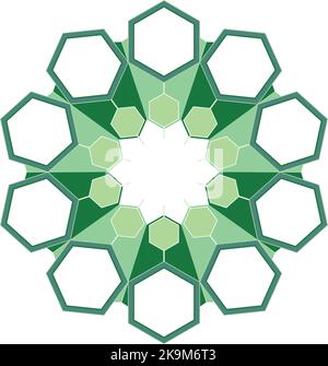 Schema-Vorlage für die Organisation von Unternehmen im Ökosystem Hexagon-Diagramm Stock Vektor