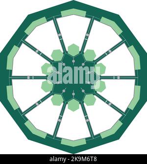 Schema-Vorlage für die Organisation von Unternehmen im Ökosystem Hexagon-Diagramm Stock Vektor