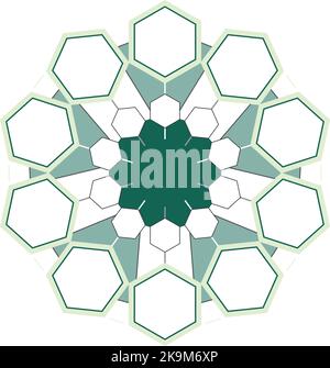 Schema-Vorlage für die Organisation von Unternehmen im Ökosystem Hexagon-Diagramm Stock Vektor