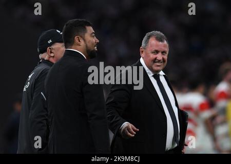 Der neuseeländische Cheftrainer Ian Foster beim Rugby-Testspiel zwischen Japan und Neuseeland im Nationalstadion in Tokio, Japan, am 29. Oktober 2022. Quelle: Tadashi Miyamoto/AFLO/Alamy Live News Stockfoto