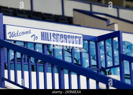 Sheffield, Großbritannien. 29. Oktober 2022. Gesamtansicht des Hillsborough Stadions vor dem Spiel der Sky Bet League 1 Sheffield Wednesday gegen Burton Albion in Hillsborough, Sheffield, Großbritannien, 29.. Oktober 2022 (Foto von Steve Flynn/News Images) in Sheffield, Großbritannien am 10/29/2022. (Foto von Steve Flynn/News Images/Sipa USA) Quelle: SIPA USA/Alamy Live News Stockfoto