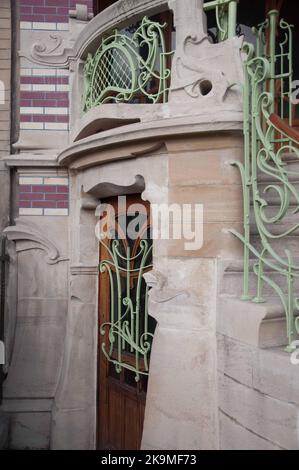 Art Nouveau Building (Detail), Brüssel, Belgien Stockfoto