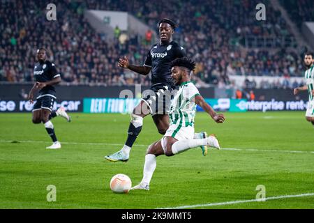 Budapest, Ungarn. 27h, Oktober 2022. Marquinhos (50) von Ferencvaros, gesehen während des UEFA Europa League-Spiels zwischen Ferencvaros und Monaco in der Groupama Arena in Budapest. (Foto: Gonzales Photo - Balazs Popal). Stockfoto